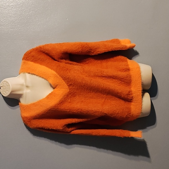Emory Park women's orange fuzzy soft oversized small sweater - Picture 3 of 16